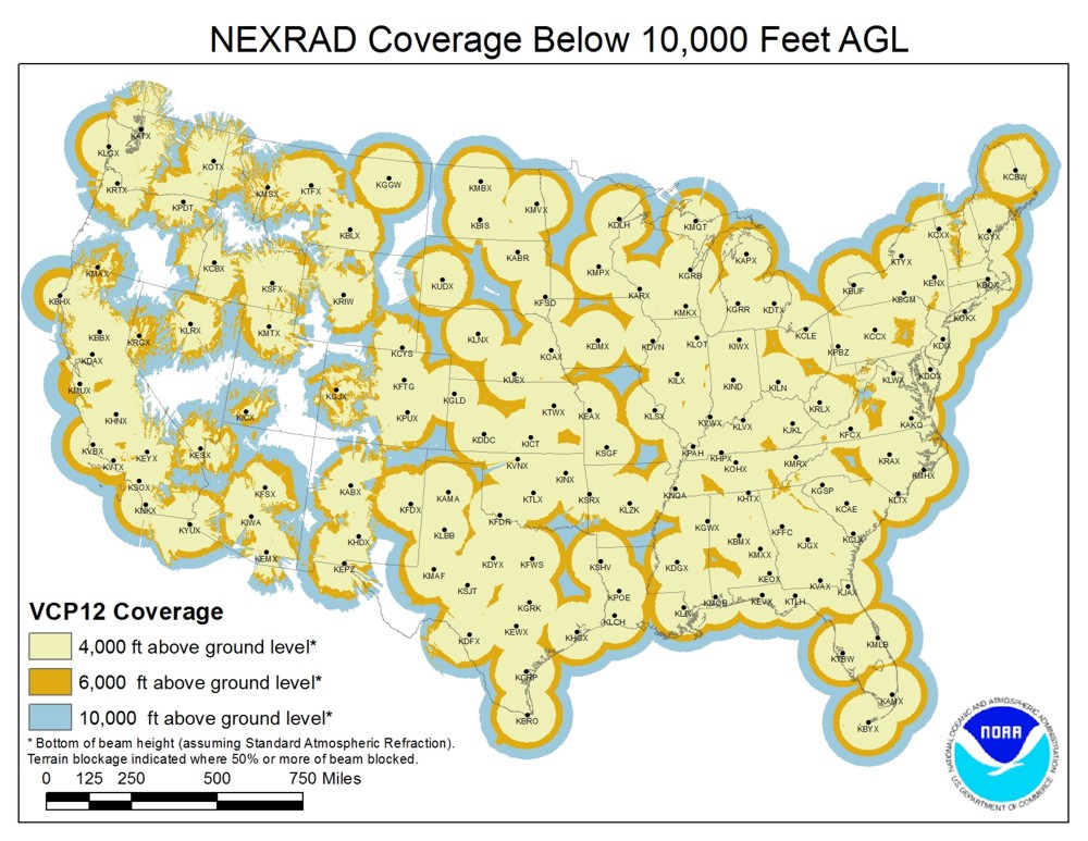NEXRAD radar network in the lower 48 states
